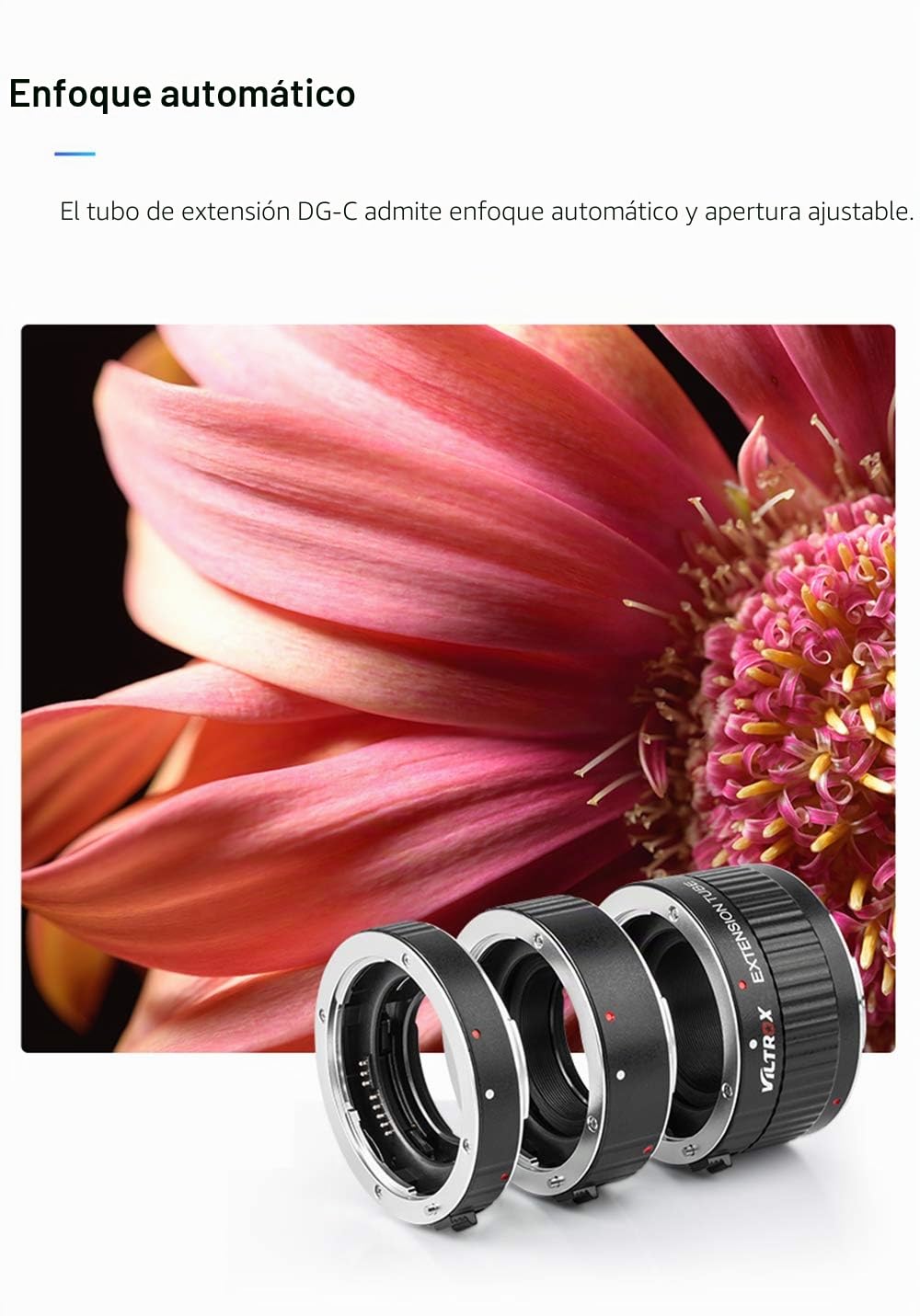VILTROX DG-C Tubo de Extensión Macro Enfoque Automático para Canon EF EF-S Lente EOS 1100D 700D 650D 5D 6D 7D