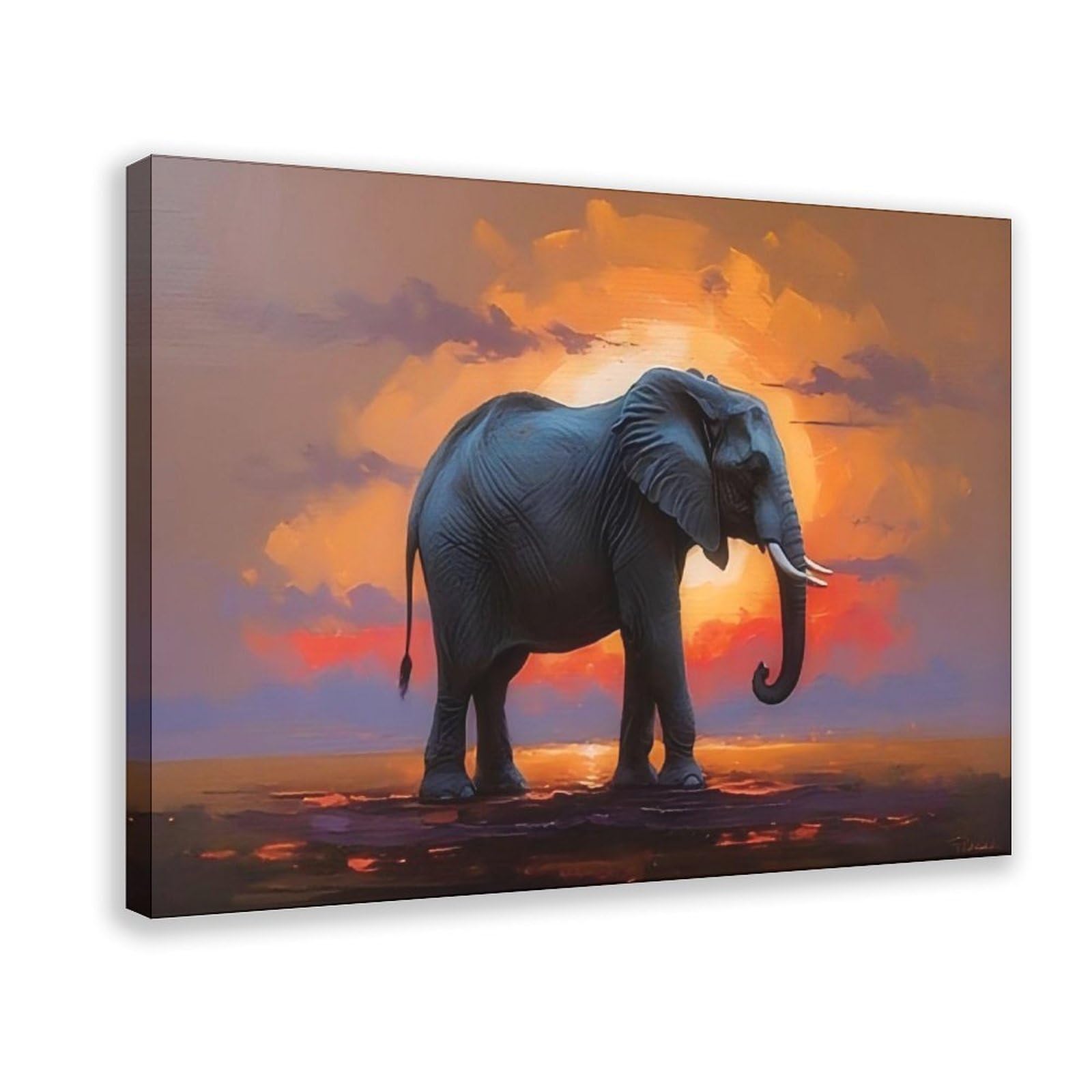 Bareronor Majestic Elephant Poster Canvas Poster Bedroom Decor Landscape Office Room Decor Gift 24" L X 36" W