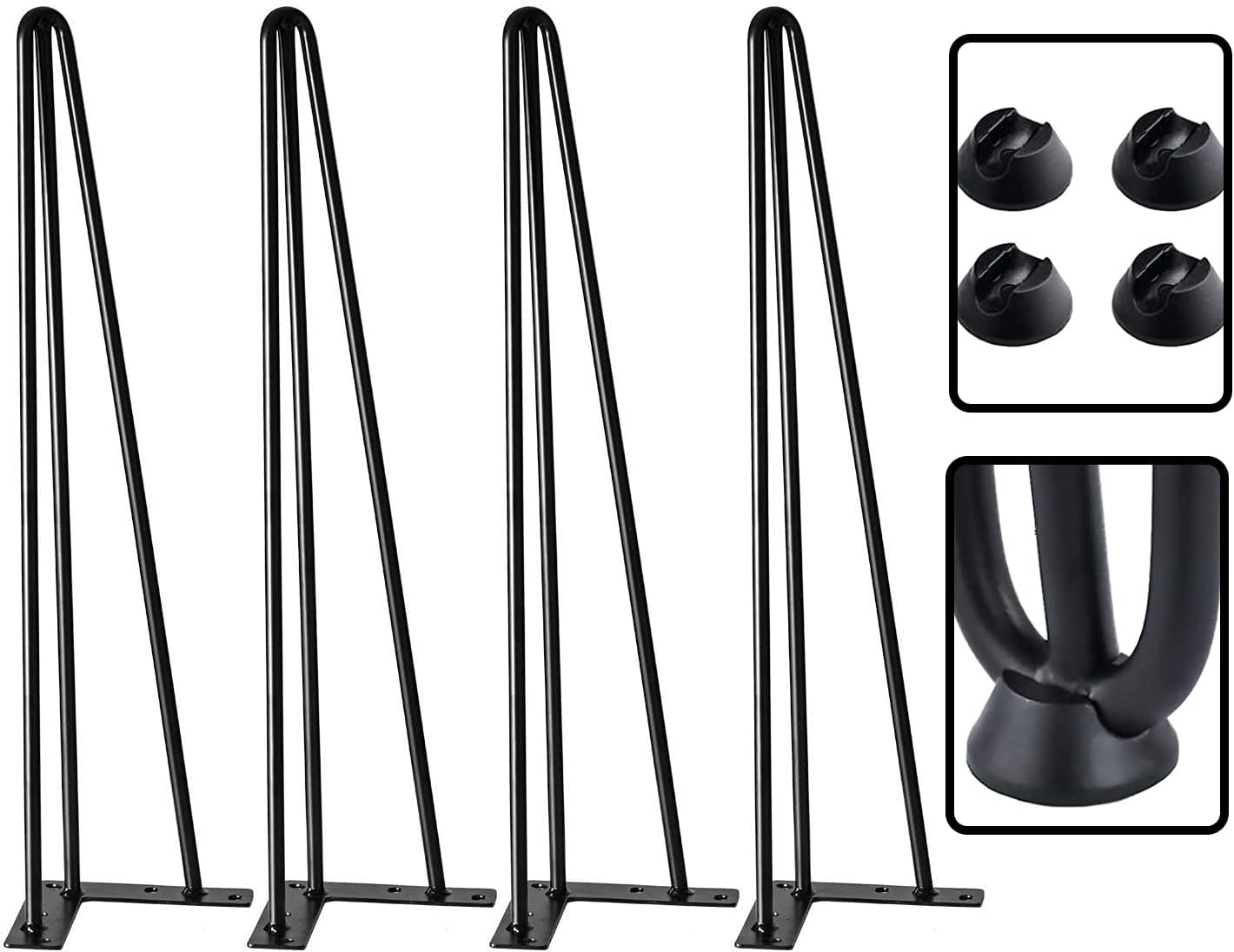 INTERGREAT Steel 22" Hairpin Table Legs (Set of 4), Heavy Duty Raw Steel 3 Rods Hairpin Metal Legs Suitable for Coffee Table, End Table Workstation