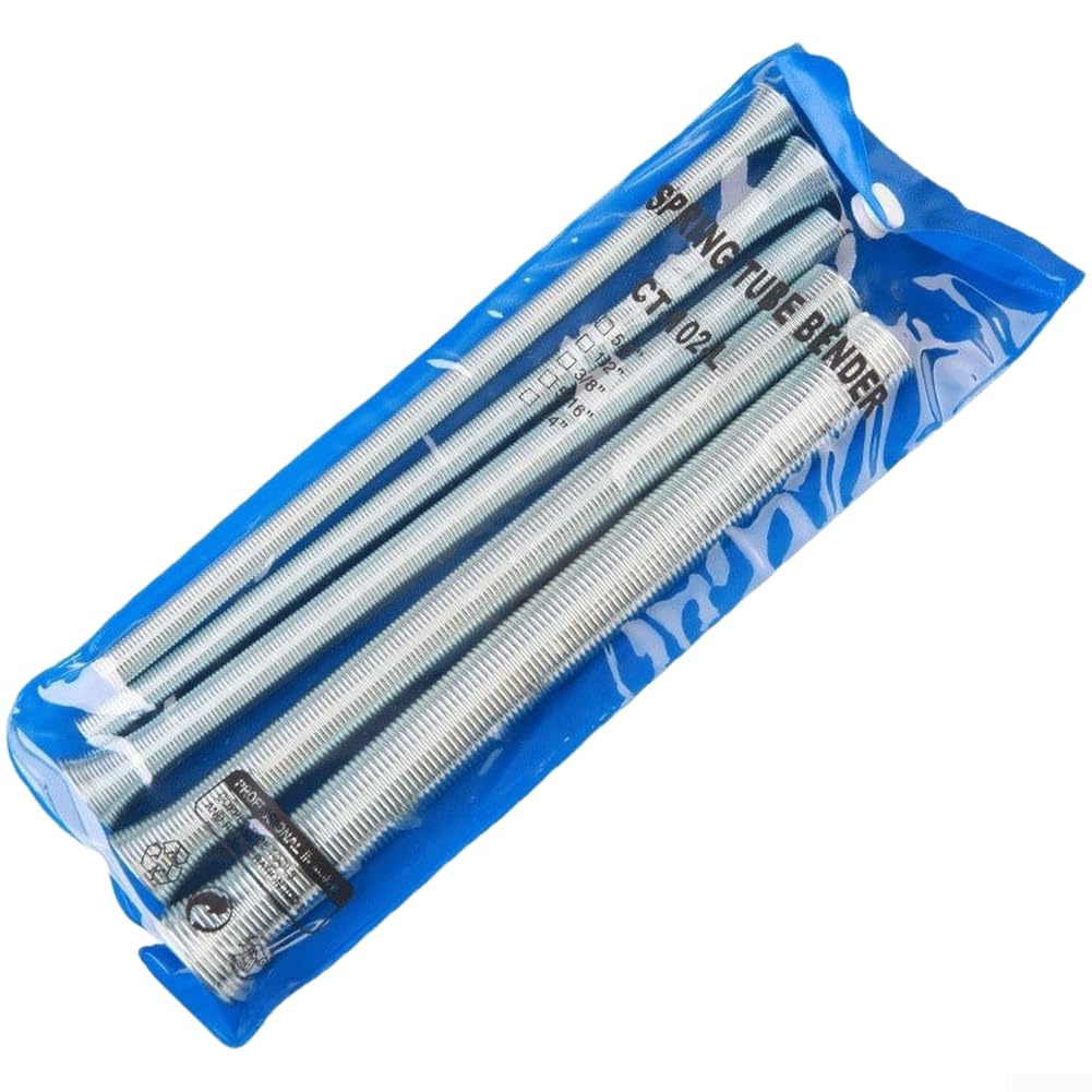 EasyByMall Pipe Bender Spring Set Professional 5pc for 5/8 1/2 3/8 5/16 1/4 Tubes - Manual Bending Tool for Refrigeration AC Lines