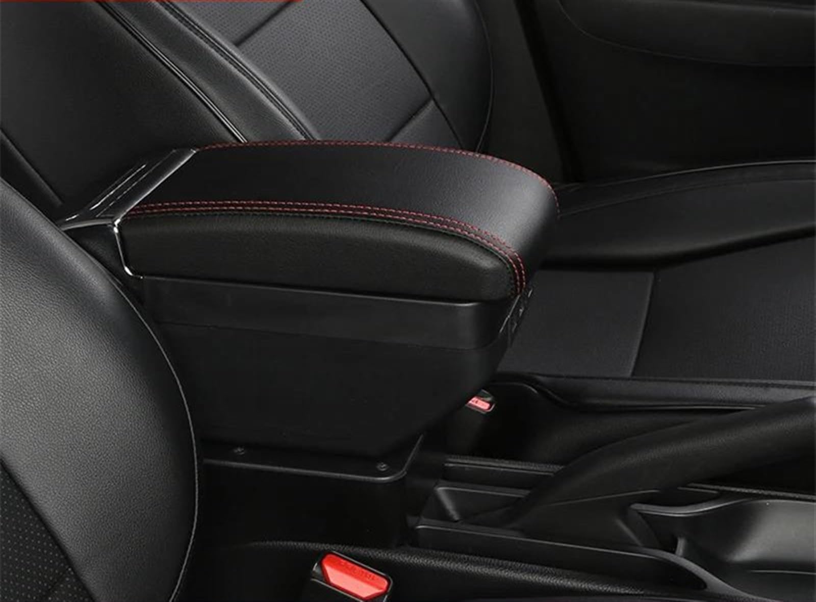 NMJLQW Storage Rack Car Armrest Box Central Storage Box Retrofit With USB Car Accessories For Focus 3 MK3(B 6USB Red line)