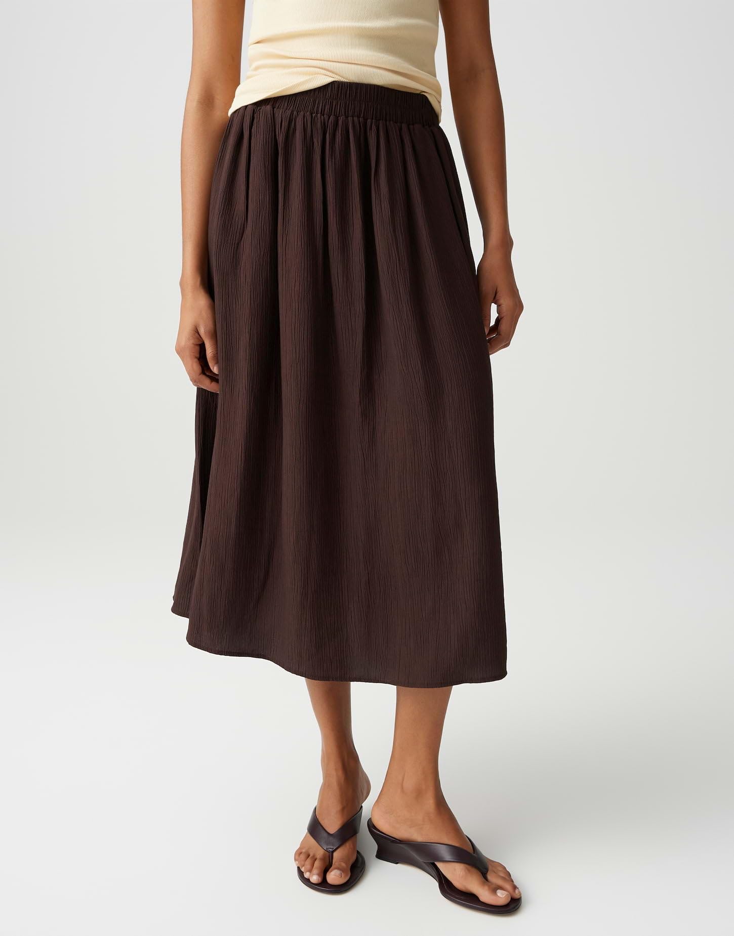 OPUS Damen Midirock | Midirock mit bewegter Crinkle Struktur