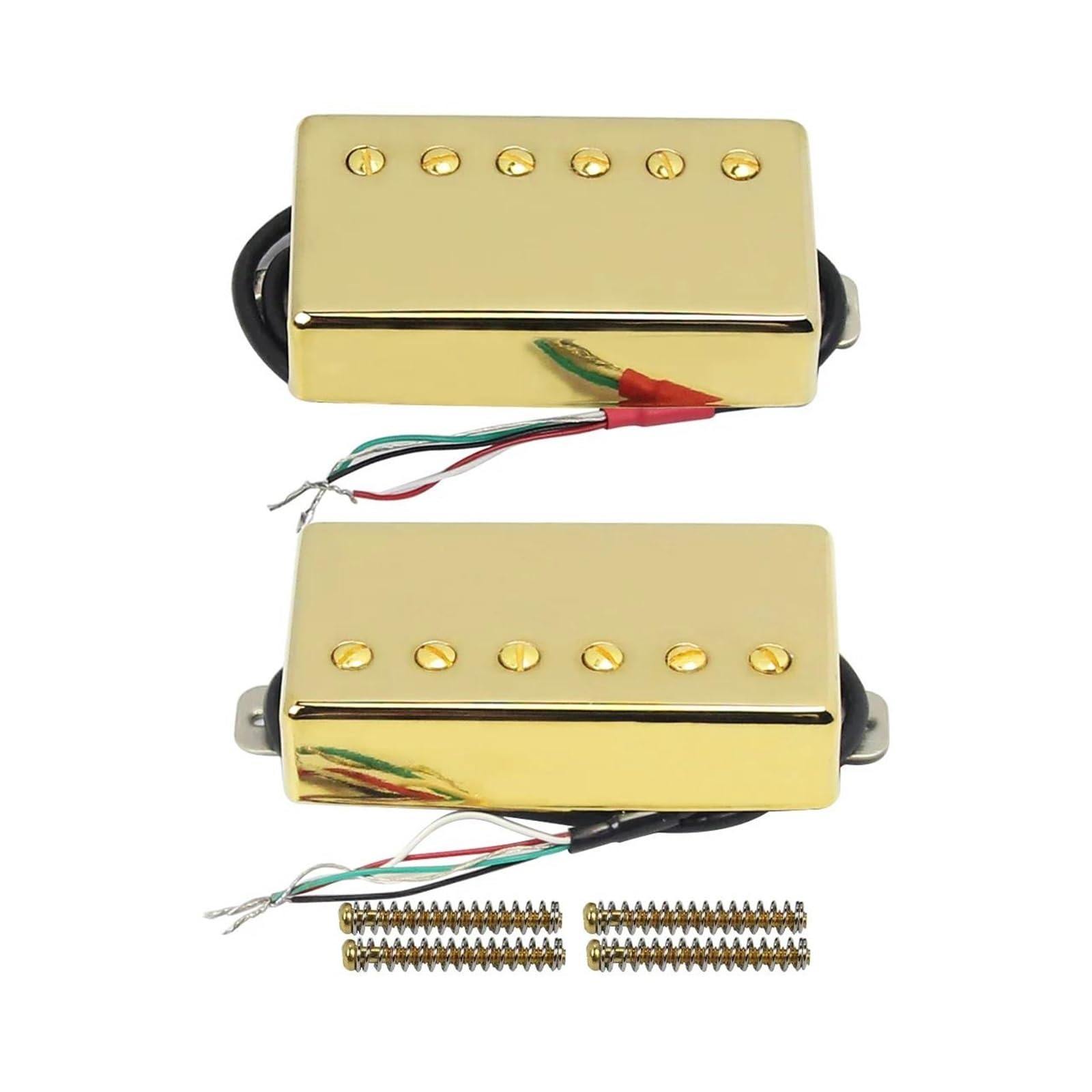 2 Stück Alnico 5 Gitarrenhals Und Steg Elektrischer Tonabnehmer Dual Coil 4 Draht Instrumentenzubehör(Gold NB Set)