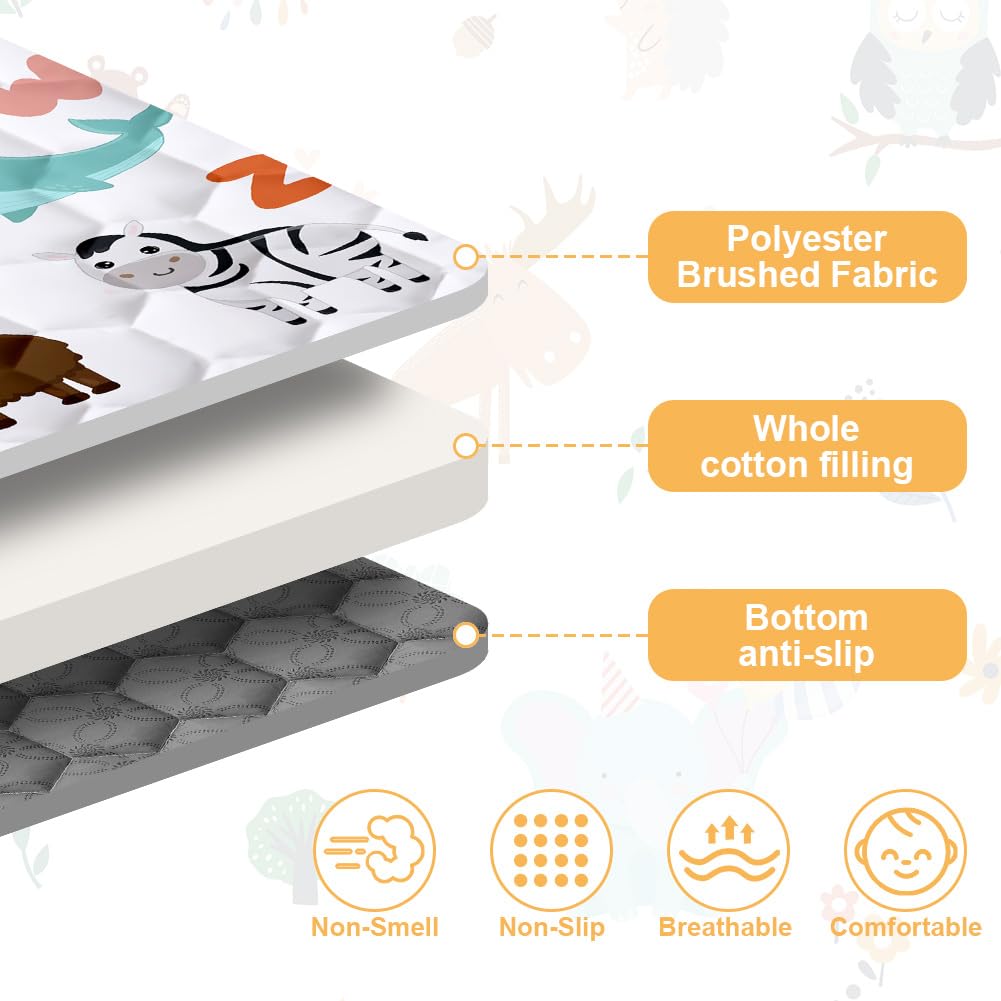 Aolso Baby Play Mat, Foldable Kids Playmat, Baby Play Mats for Floor 127x127cm Soft Waterproof Play Mat - Image 3