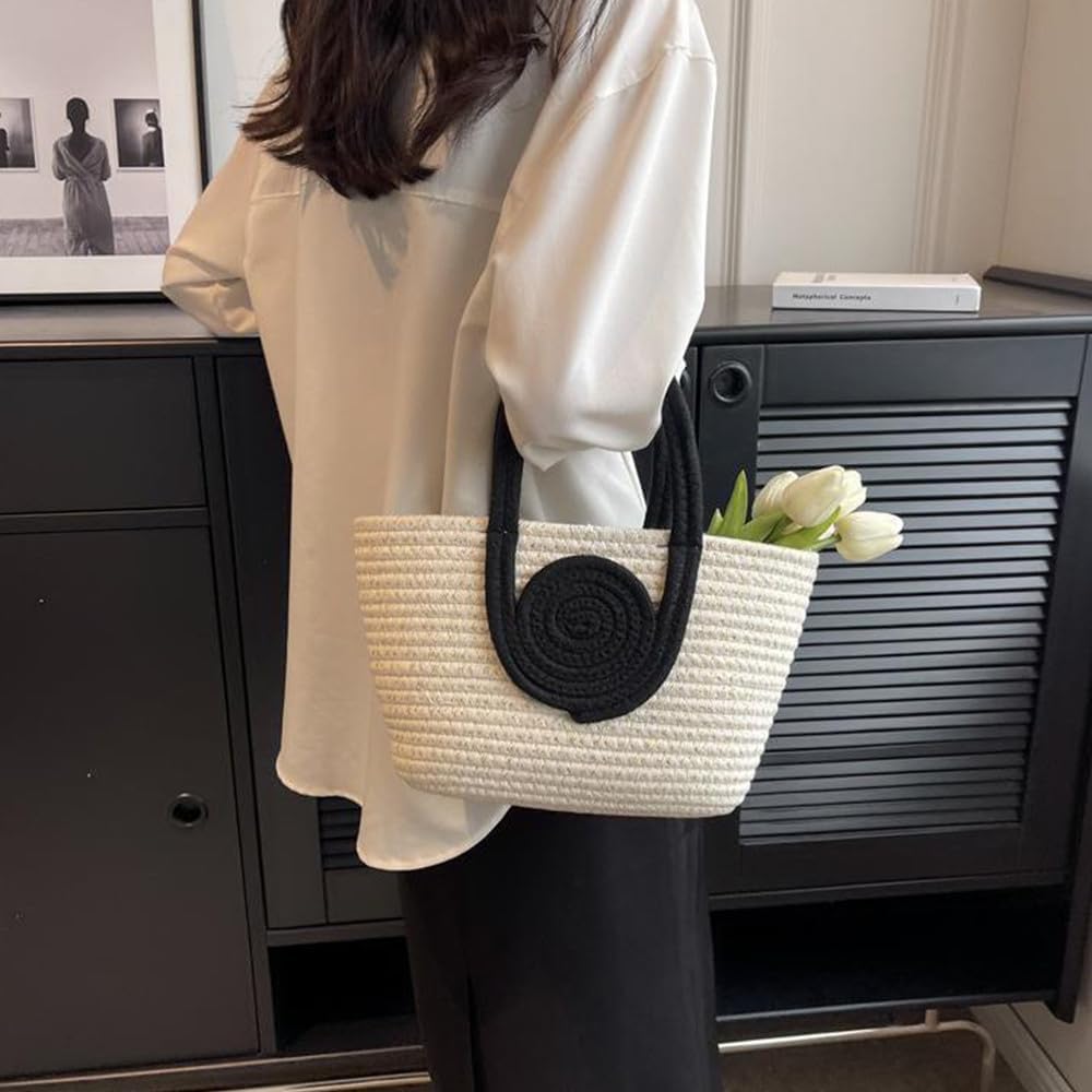 Large Capacity Tote Bag for Women Hand-Woven Straw Bag and Purse Travel Beach Totes Bag Woven Summer Tote Handbag
