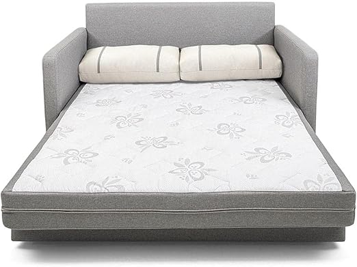 Sofá-cama Herval Aurora, com Colchão de Casal, 2 Lugares, Linho Chumbo
