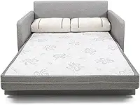 Sofá-cama Herval Aurora, com Colchão de Casal, 2 Lugares, Linho Chumbo