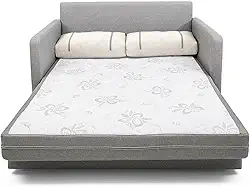 Sofá-cama Herval Aurora, com Colchão de Casal, 2 Lugares, Linho Chumbo