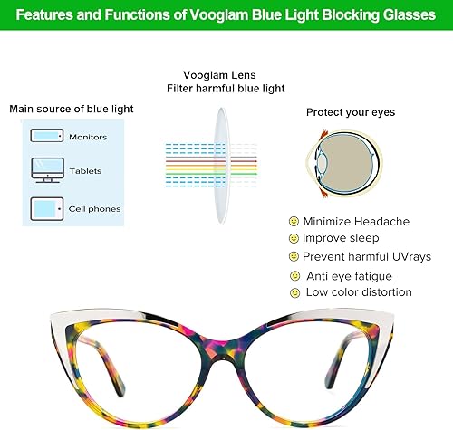 Miniatura 4 de VOOGLAM Gafas de bloqueo de luz azul de ojo de gato para mujer anti fatiga ocular Langley GWX768674
