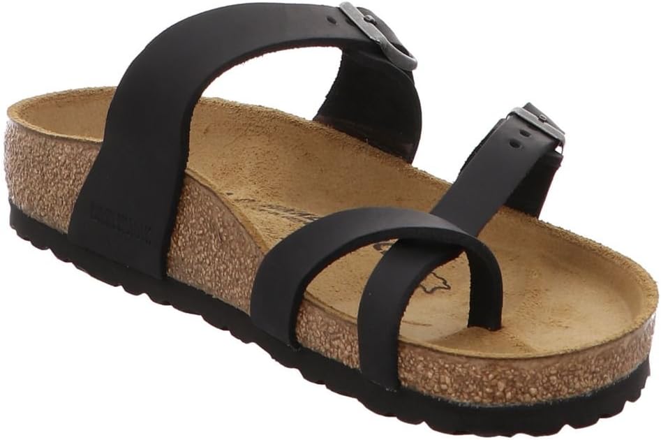 Birkenstock Girl's Mayari Birko-Flor Nubuck Flip Flops, Black, 8 US