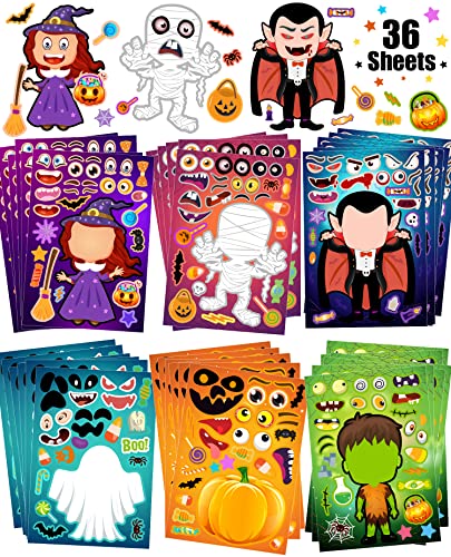 36 Sheets Halloween Stickers for Kids, Make Your Own Halloween Stickers - image 1