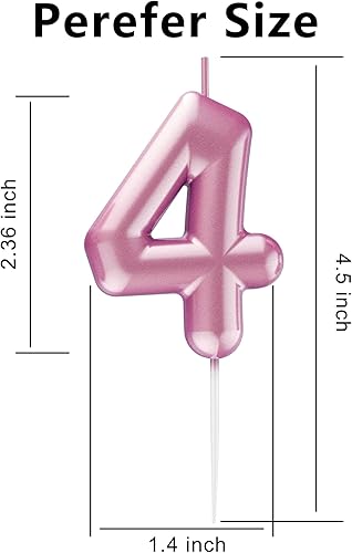 Miniatura 2 de Vela rosa número 4 feliz cumpleaños número 3D velas para cumpleaños pastel decoración fiesta boda aniversario celebración suministros