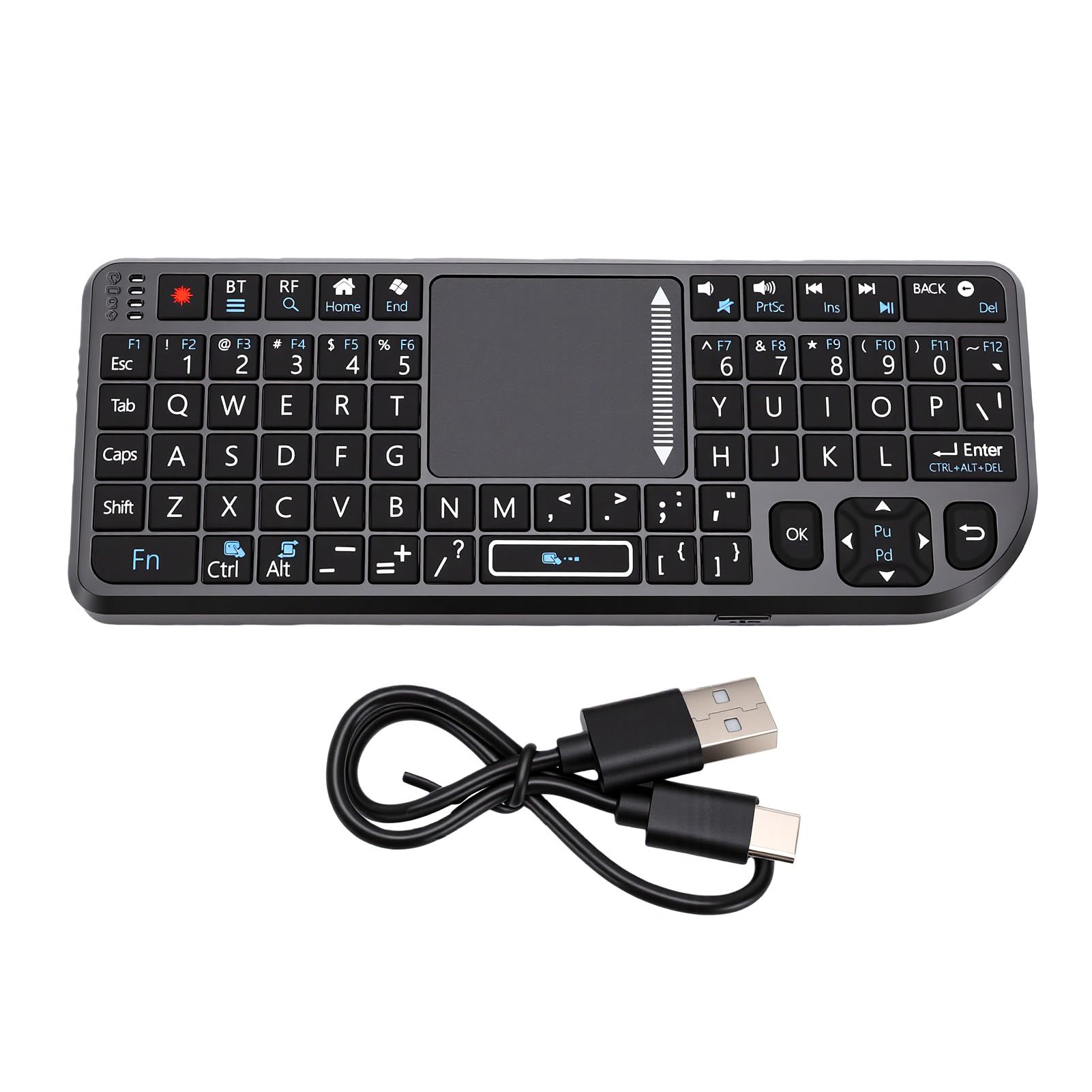 Tastiera da Viaggio con Touchpad, Doppia Modalità Ricaricabile 2.4GHz Bluetooth, per Ufficio e Casa