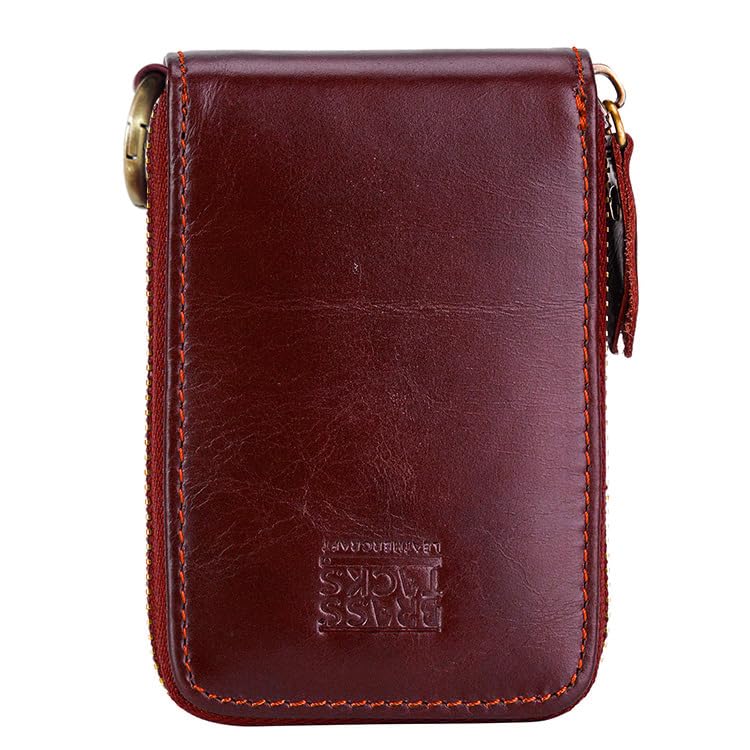 Image of Vintage Full Top Grain Leather Wallet RFID Blocking Multi Card Case with Zipper Pocket Card Holder for Men Women Gift Box