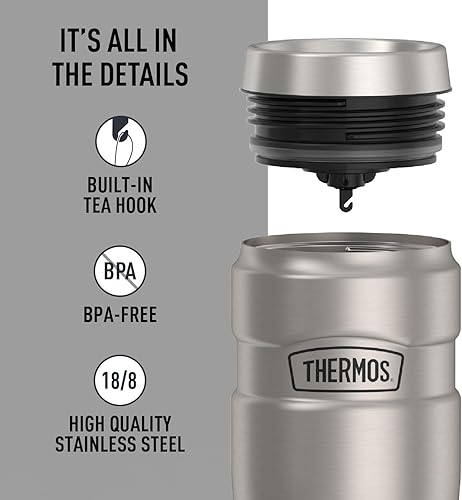 Miniatura 4 de Termos inoxidable Rey de 16onzas vaso viajero negro mate 16 onza Acero inoxidable