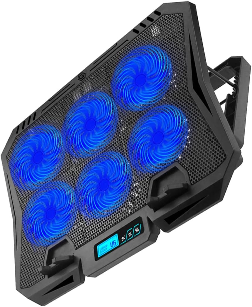Veemoon Laptop Cooling Pad 15.6-inch Silent Laptop Fan Cooler Stand with Adjustable Speed Blue LED for Portable Notebook Cooling