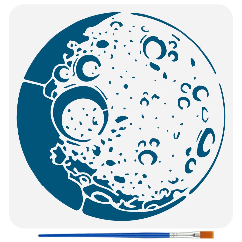 Triple Moon Phase Stencil - Reusable 11.7x8.3 Inch PET Template For DIY Wall Art & Crafts