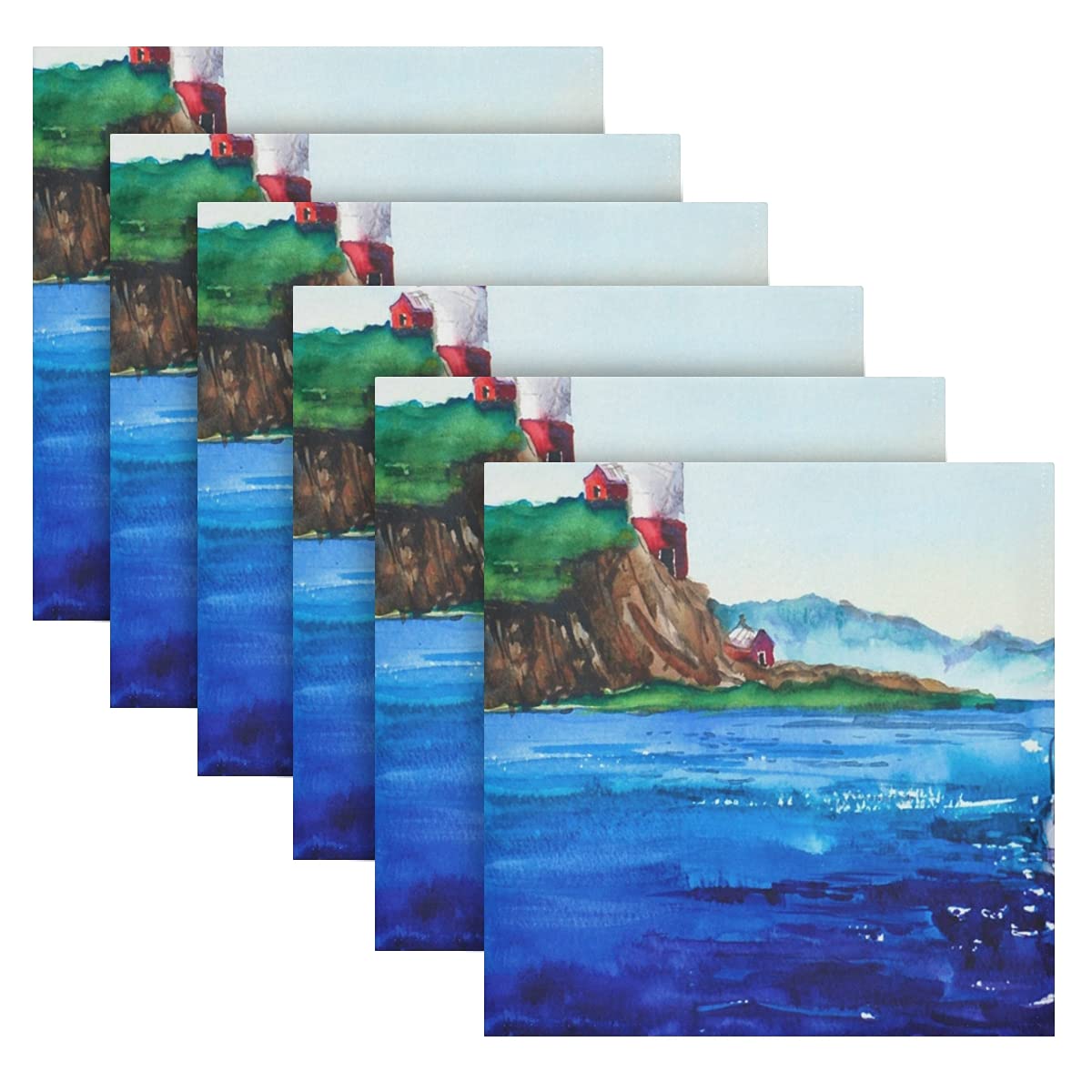 50 Strand-Cocktail-Servietten Mit Aquarell-Meer-Motiv – 25,4x25,4 Cm, Saugstark, Für Sommerpartys