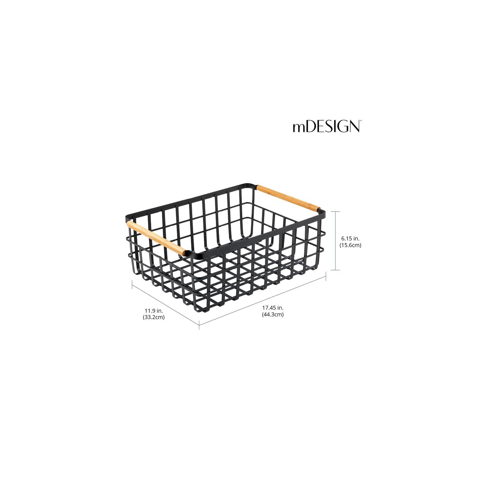 mDesign panier de rangement pratique (lot de 4) – panier en métal pour cuisine ou garde-manger – 40,6 cm x 30,5 cm x 15,2 cm – panier rangement polyvalent pour ustensiles, aliments, etc. – noir mat