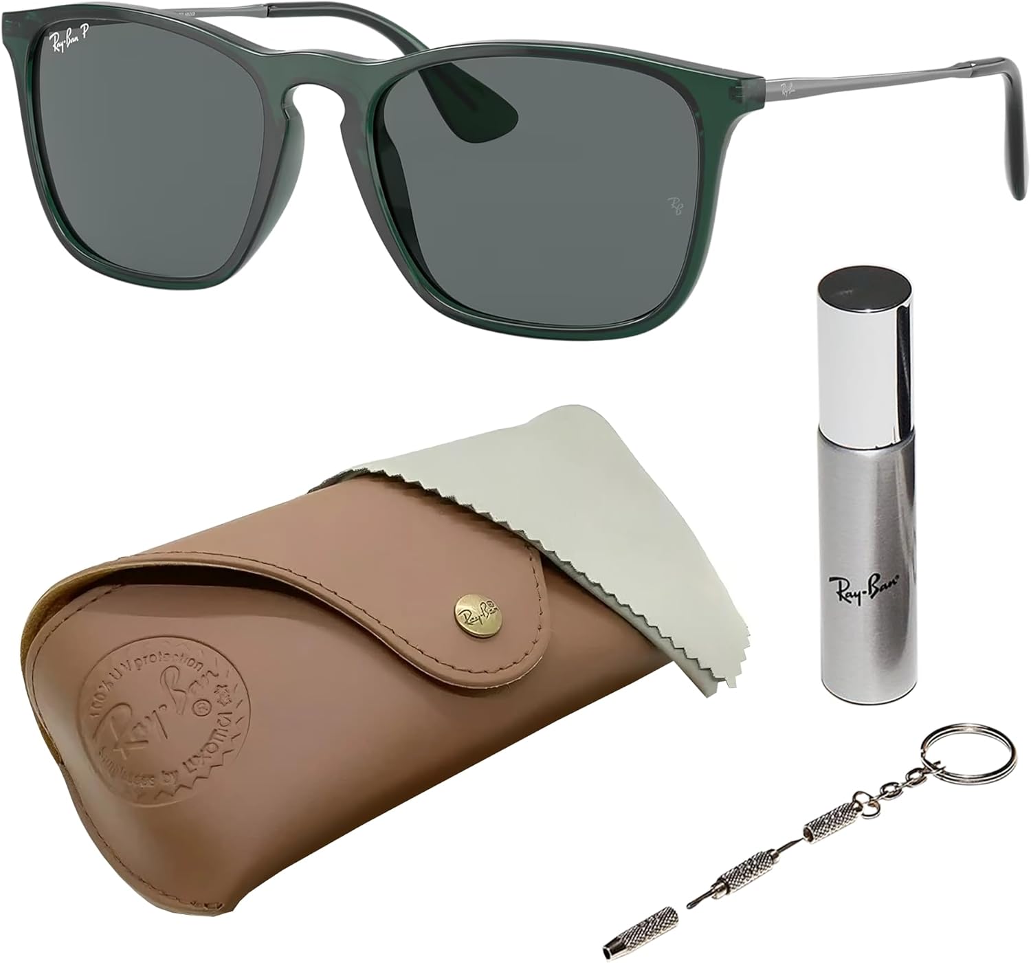 Ray-Ban RB4187 CHRIS Square Shaped Sunglasses for Men & Women with Official RAYBAN Eyewear Kit