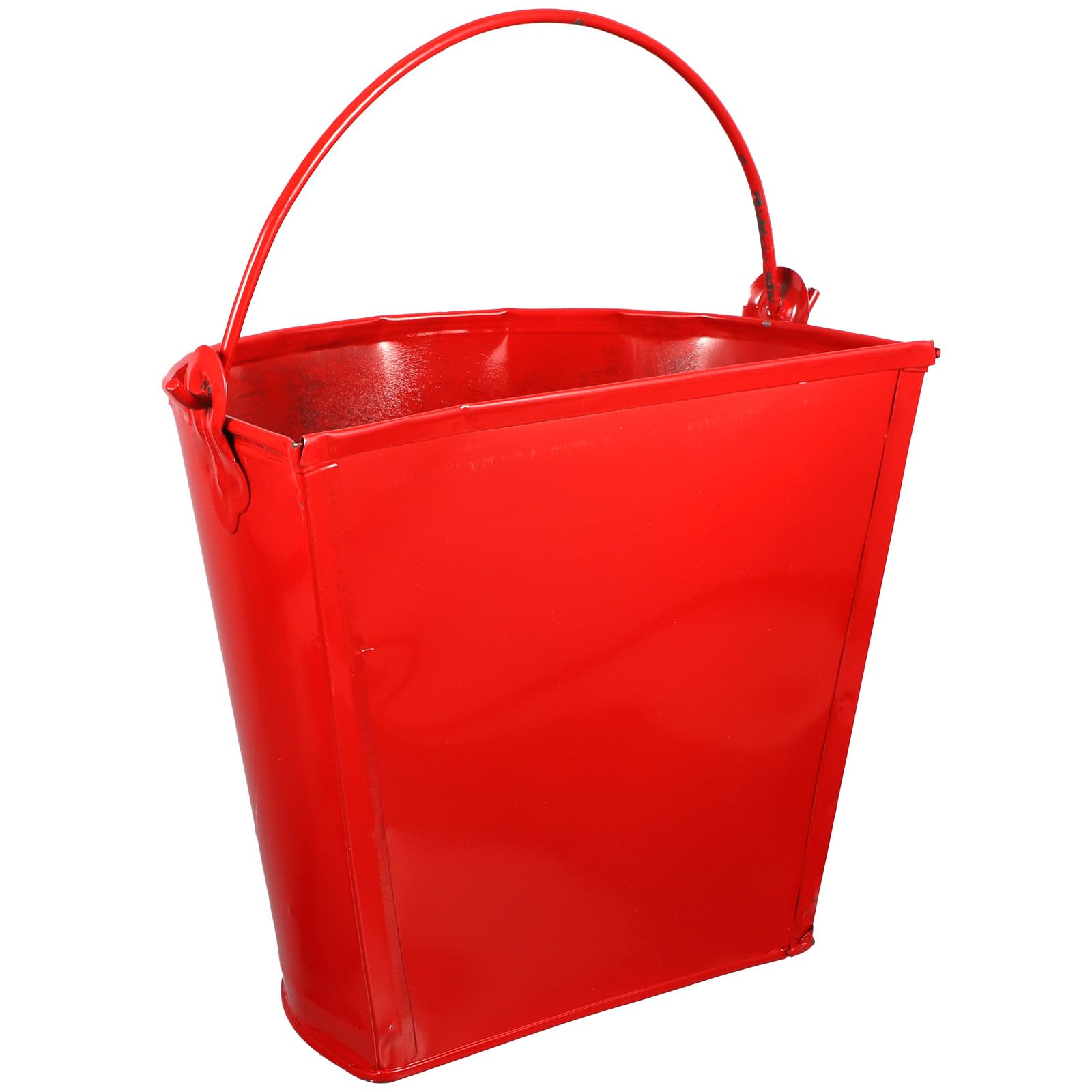 Thickened Iron Fire Sand Bucket Semi-Circular Red Emergency Sand Bucket for Firefighter Station Firefighting Equipment Safety Use
