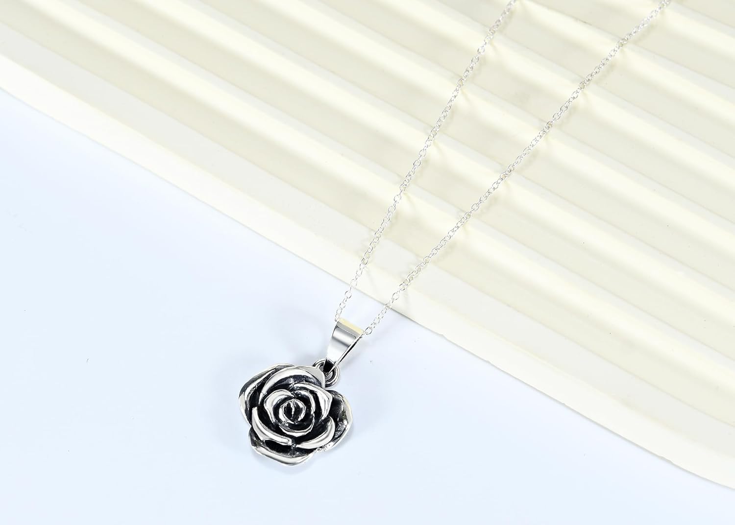 AeraVida Beautiful Blooming Rose .925 Sterling Silver Pendant Necklace | Elegant Floral Rose Pendant for Women | Classic Jewelry Gift - Image 6
