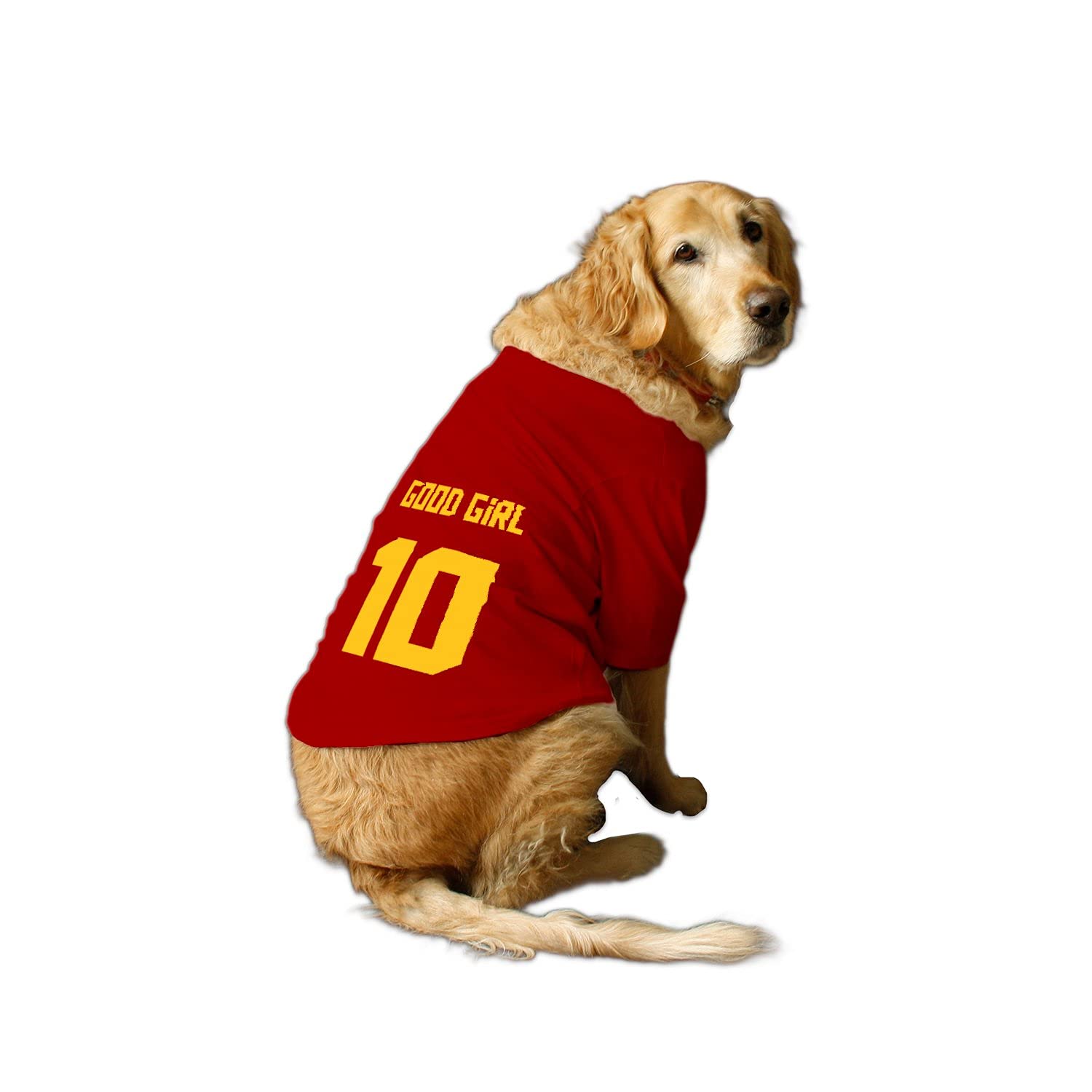 Ruse Basic Crew Neck Good Girl Jersey No.10 Printed Half Sleeves Dog T-Shirt/Apparel/Clothes/Tees Gift for Dogs.(Red) X-Small (Puppy) (B09G3DLLF4) Amazon Price History, Amazon Price Tracker