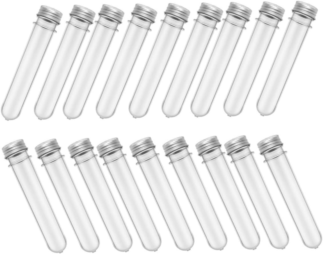Cabilock 50pcs Pet Cylindrical Candy Tubes Test Tube Bottles Storage Container for Gumballs