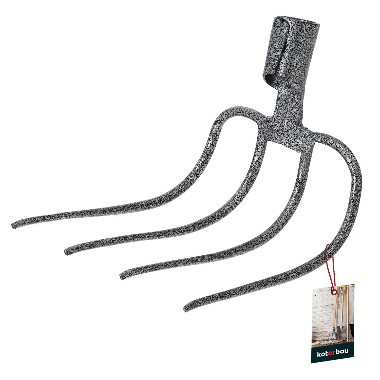 KOTARBAU® 4 Tooth Curved Fork, Agricultural Doodle, Fork without Handles, Fork for Agricultural and Stable Work for Breaking Bales of Hay or Manure, Field Fork, Gabel für Garten