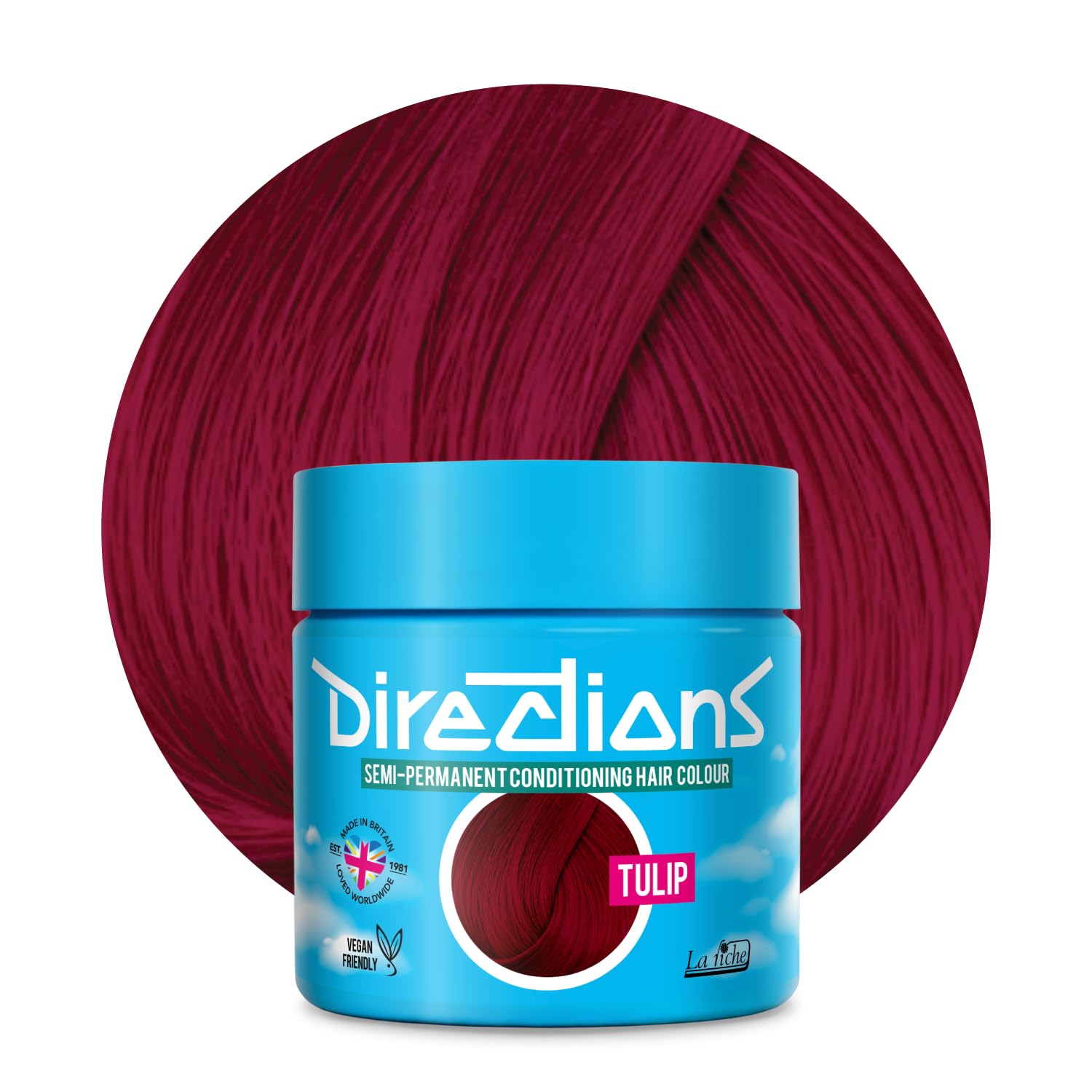 Directions Vivid Tulip Red Semi Permanent Hair Dye 100ml, Vegan Deep-Conditioning Formula, Red Hair Colour - 1 Pack