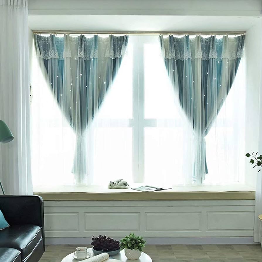 Amazon｜[オーダー]幅90cm×丈184cm×2枚（両開き） ブルー 遮光