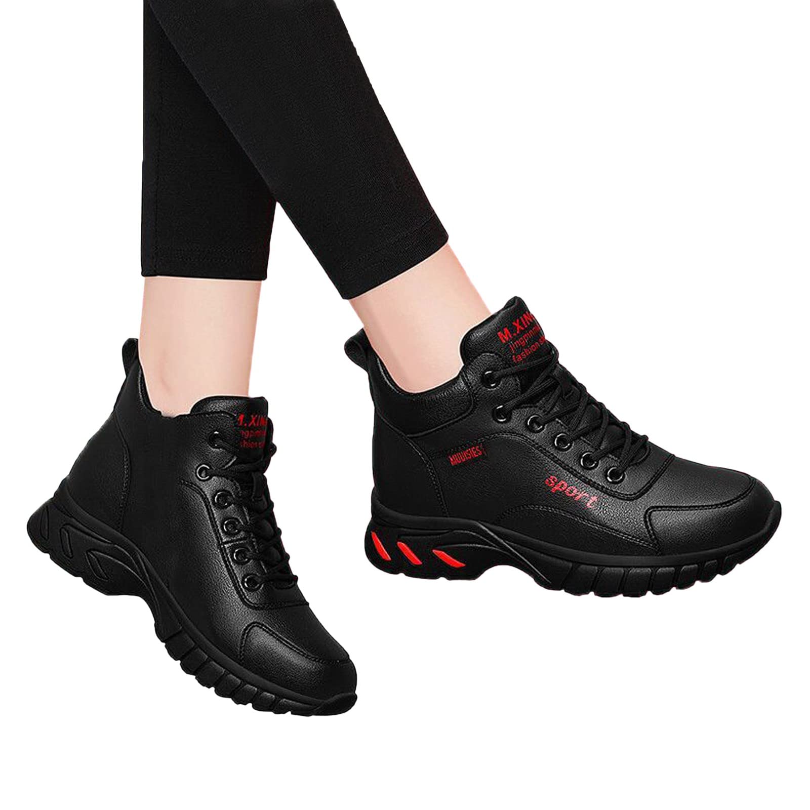Générique Chaussure Moto Femme Semelles Épaisses Renforcées Antidérapantes Imperméable Respirante Soutien de la Cheville Fermeture à Glissière Latérale Trajets Quotidiens Balades Urbaines Moto