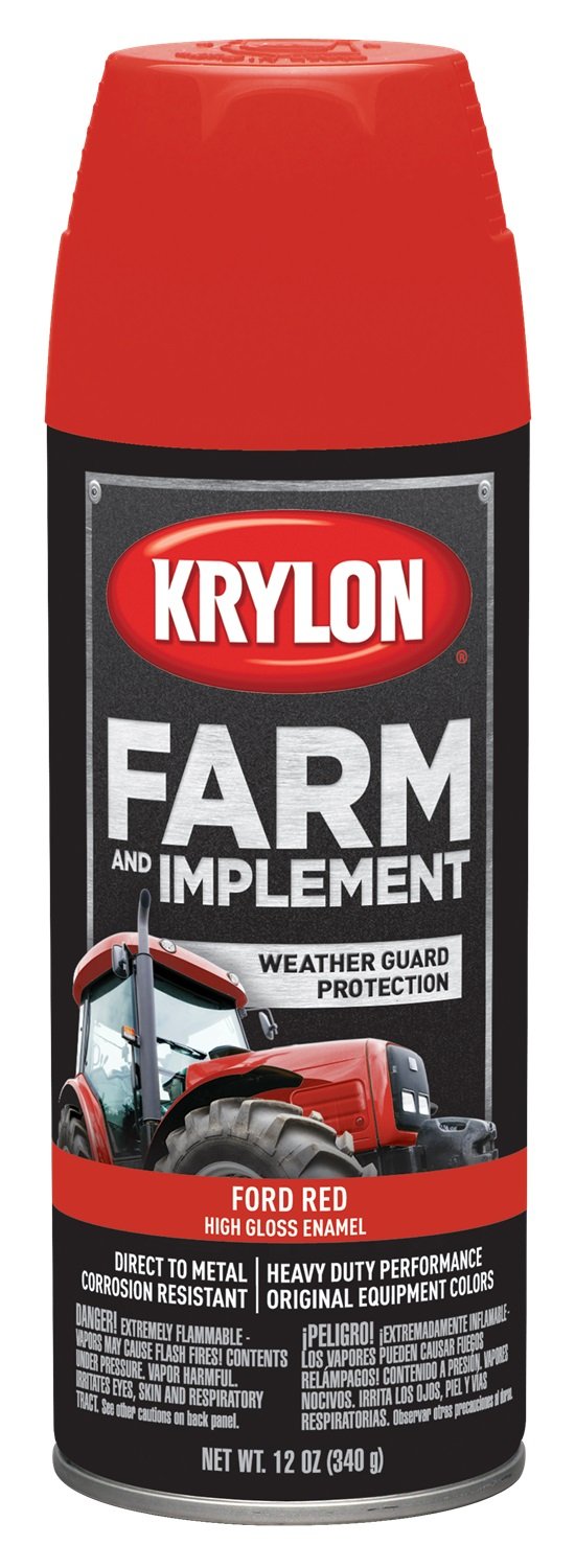 Krylon Farm &amp; Implement Spray Paint, High Gloss, Ford Red, 12 oz