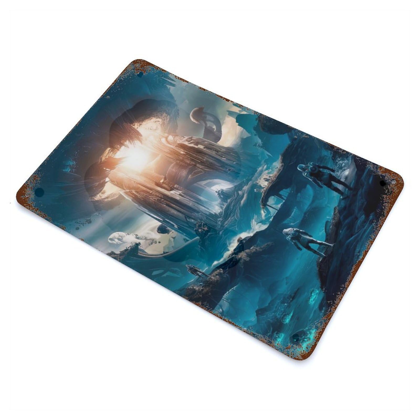 Garage Style Alien Expedition Weathered Tin Sign 11.8"x7.9", Classic Wall Plaque for Bar And Workshop