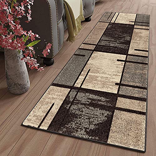 Tapis de Cuisine Tapis Long Couloir Lavable antiderapant Motifs Géométriques Tapis Chambre Adulte Tapis Cuisine Devant evier pour Cuisine Géométrie Couleur du café 60X120CM Rectangle
