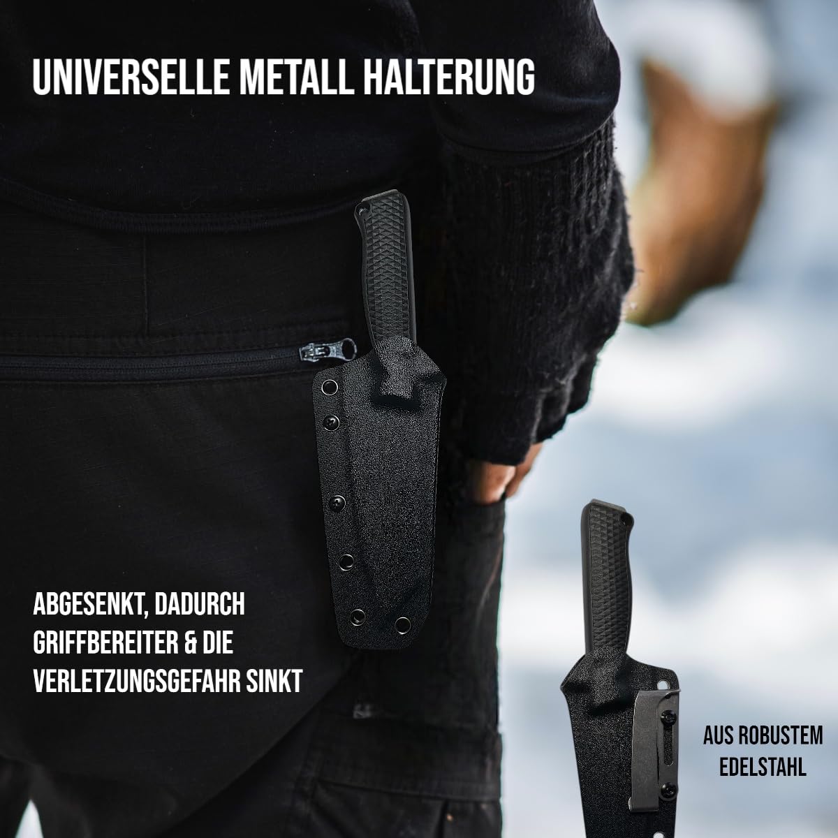 SK Wild Ones® Outdoor Küchenmesser - Jagdmesser Feststehende Klinge - Survival Messer Outdoor Griff Schnibbeln - Outdoormesser Feststehend - aus 440C-Stahl Gemüsemessser Camping Andhri Schwarz