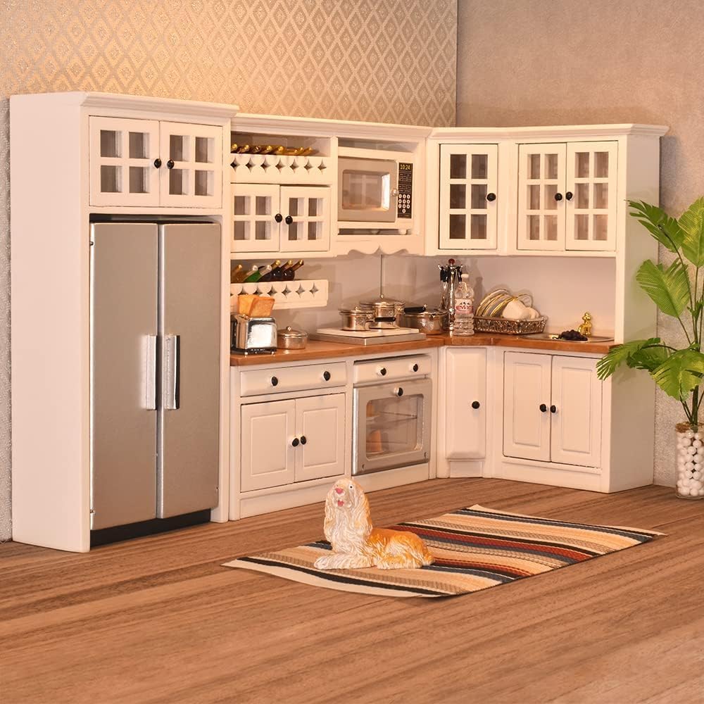 iLAND Doll House Furniture and Accessories Set Dollhouse Kitchen 1/12 Scale