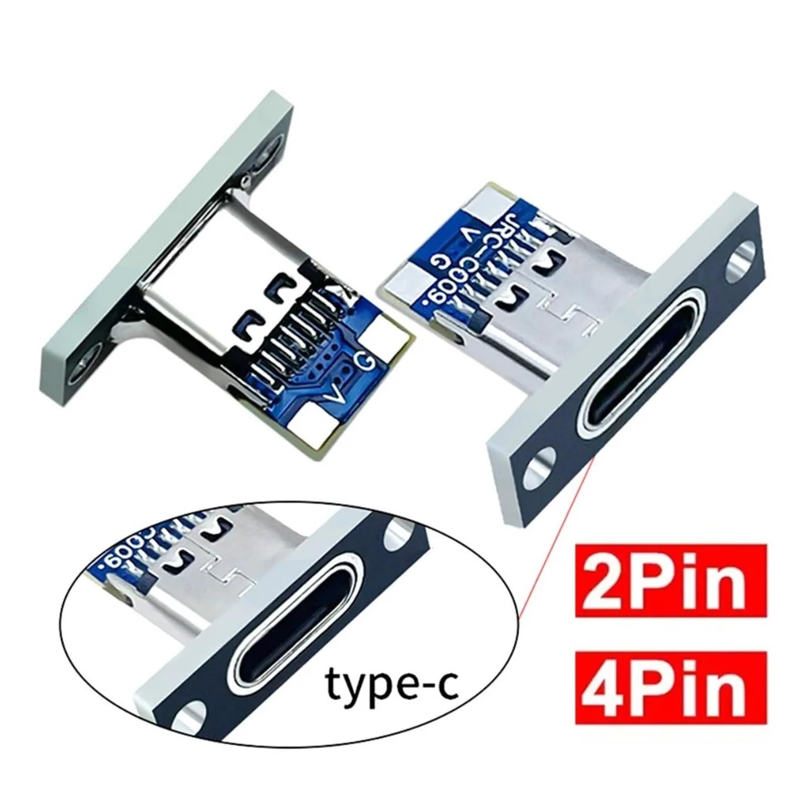 USB-C 3.1 Female Screw Fix Jack 2/4Pin Charge Port 5 szt. (2-pin-5 szt.)