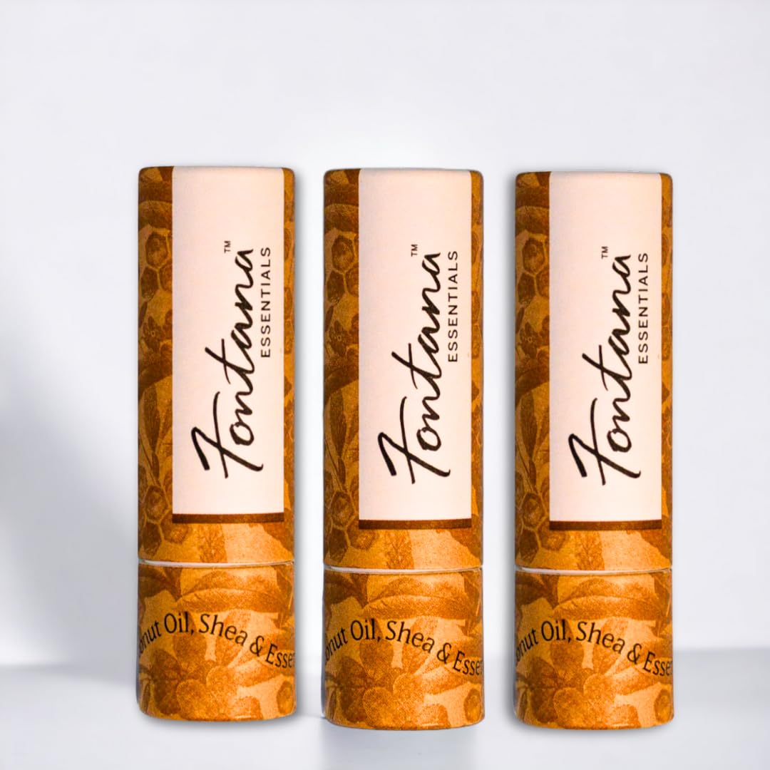 Fontana Candle Co - Pure Uncented Lip Balm | 3 Pack | Coconut Oil, Shea Butter, Beeswax | Hydrating and Moisturizing