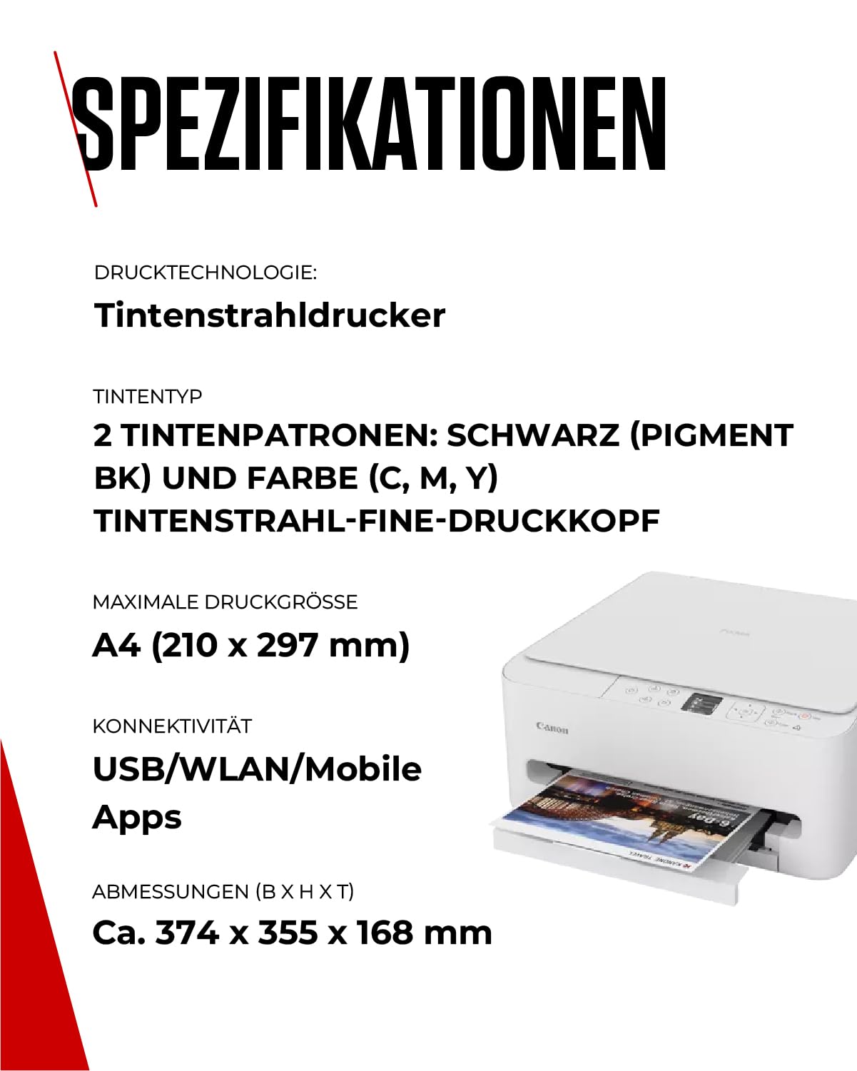 Canon PIXMA TS6550I WLAN-Multifunktionsdrucker mit Papierkassette und Frontbedienung
