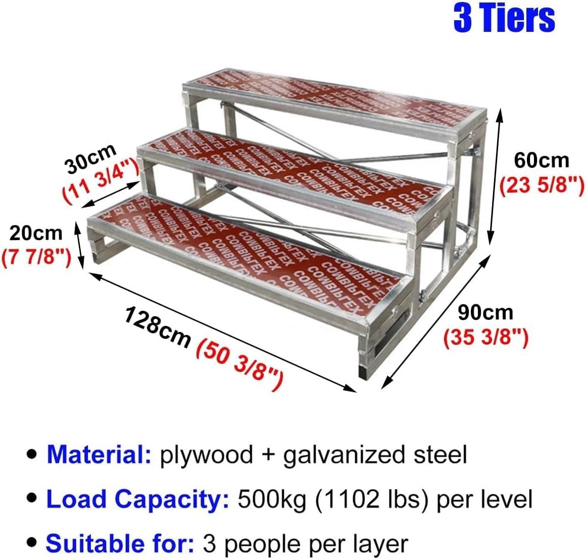 Portable Choir Risers - Sturdy Multi-Level Performance Stairs, Non-Slip Movable Stage Platform for Group Photos & Lectures, Easy Assembly Choir Ladder