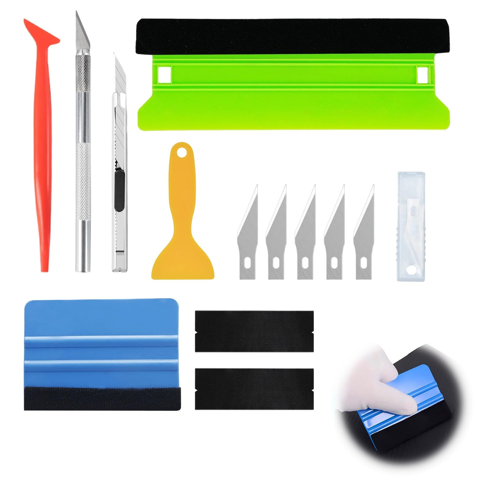 13 PCS Vinyl Wrap Tools Kit, Professional Car Window Tint Film Application Set with Squeegee and Trimmer, Wallpaper Smoother Tool for Glass Film, Car Wrap Vinyl and DIY Crafts