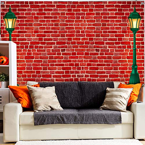 Fondo decorativo pared de ladrillo rojo 185x110 cm miniatura 6