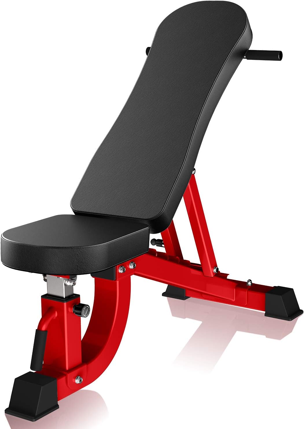 YouTen Adjustable Bench Press for Abs Exercise Like Dragon Flag, Easy Moving Versatility Flat Incline Decline Bench, Weight Capacity Home Gym Equipment Red