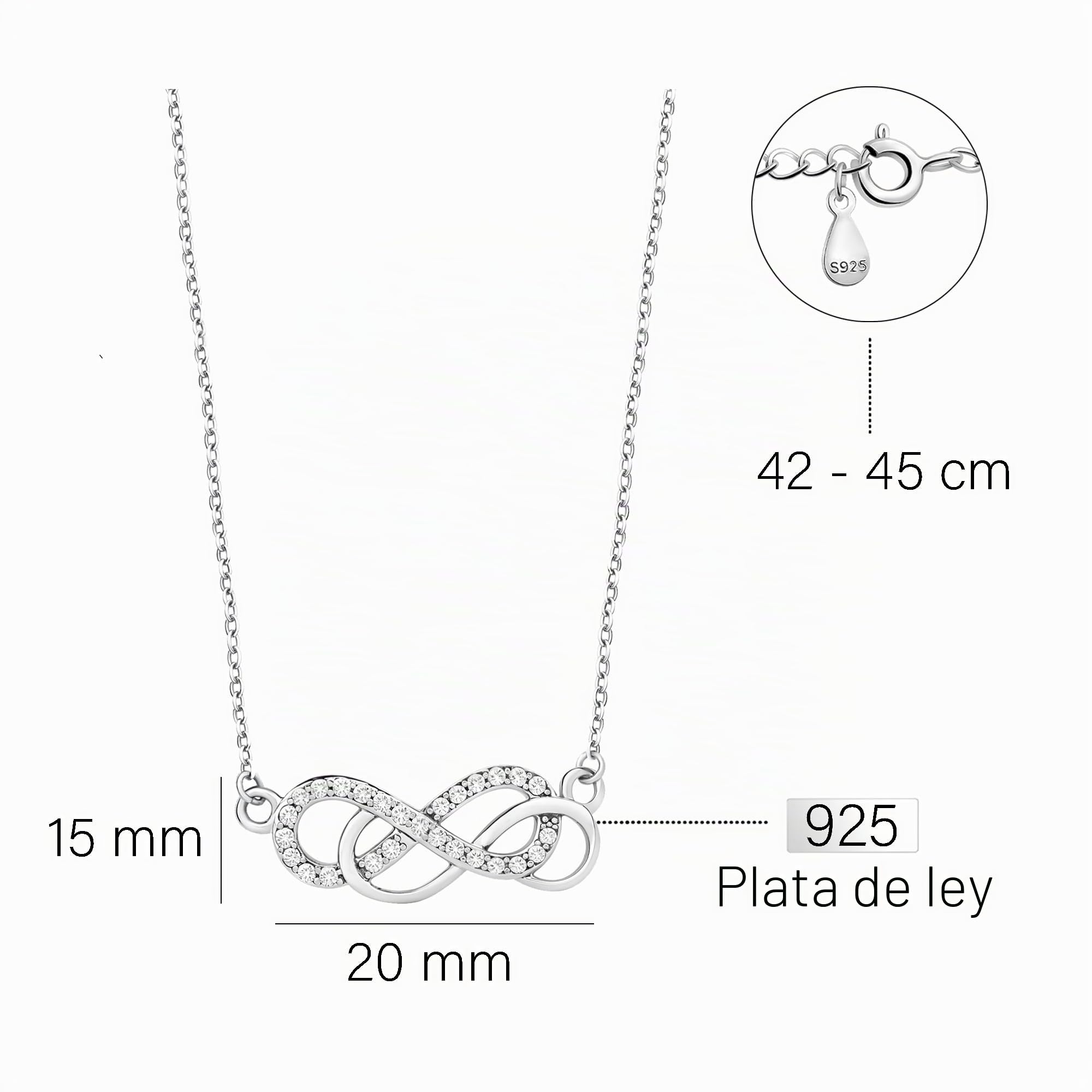 Sofia Milani - Collar para Mujeres en Plata de Ley 925 - con Circonitas - Colgante de Infinito - 50137