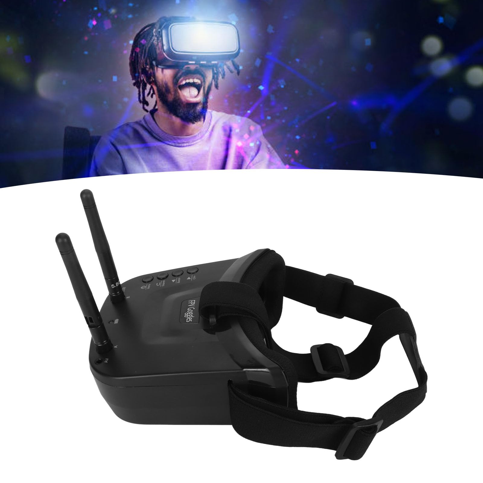 Gogle Mini FPV, Przenośny, Lekki Zestaw Słuchawkowy Wideo HD FPV z Dwiema Antenami, 3-calowy Ekran LCD, Odbiornik 40-kanałowy, do Dronów Wyścigowych FPV