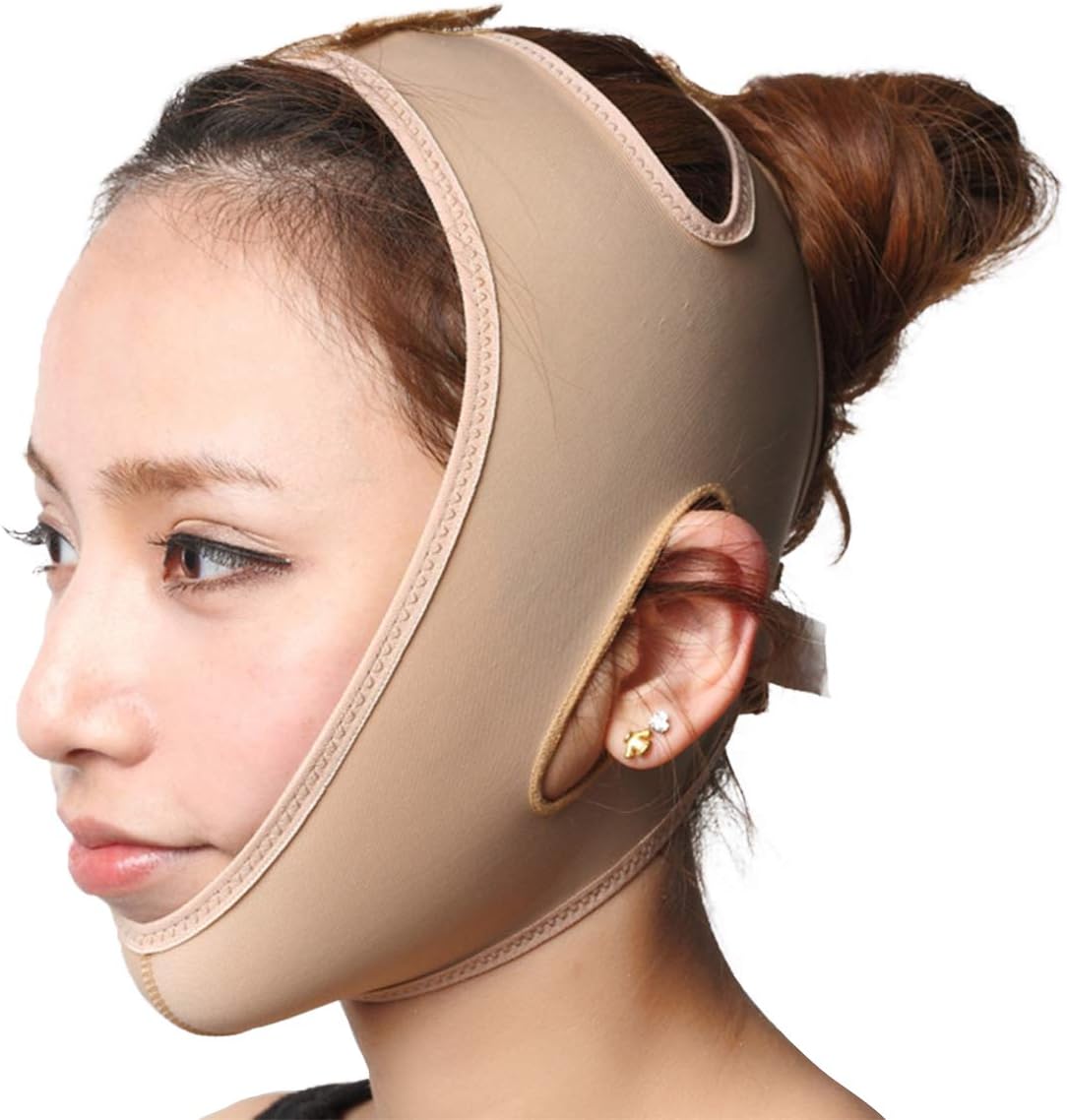 Face Lifting Slimming Belt, Facial Cheek V Shape Thin Mask Strap Face Line Smooth Breathable Compression Double Chin Reduce Bandage (L)
