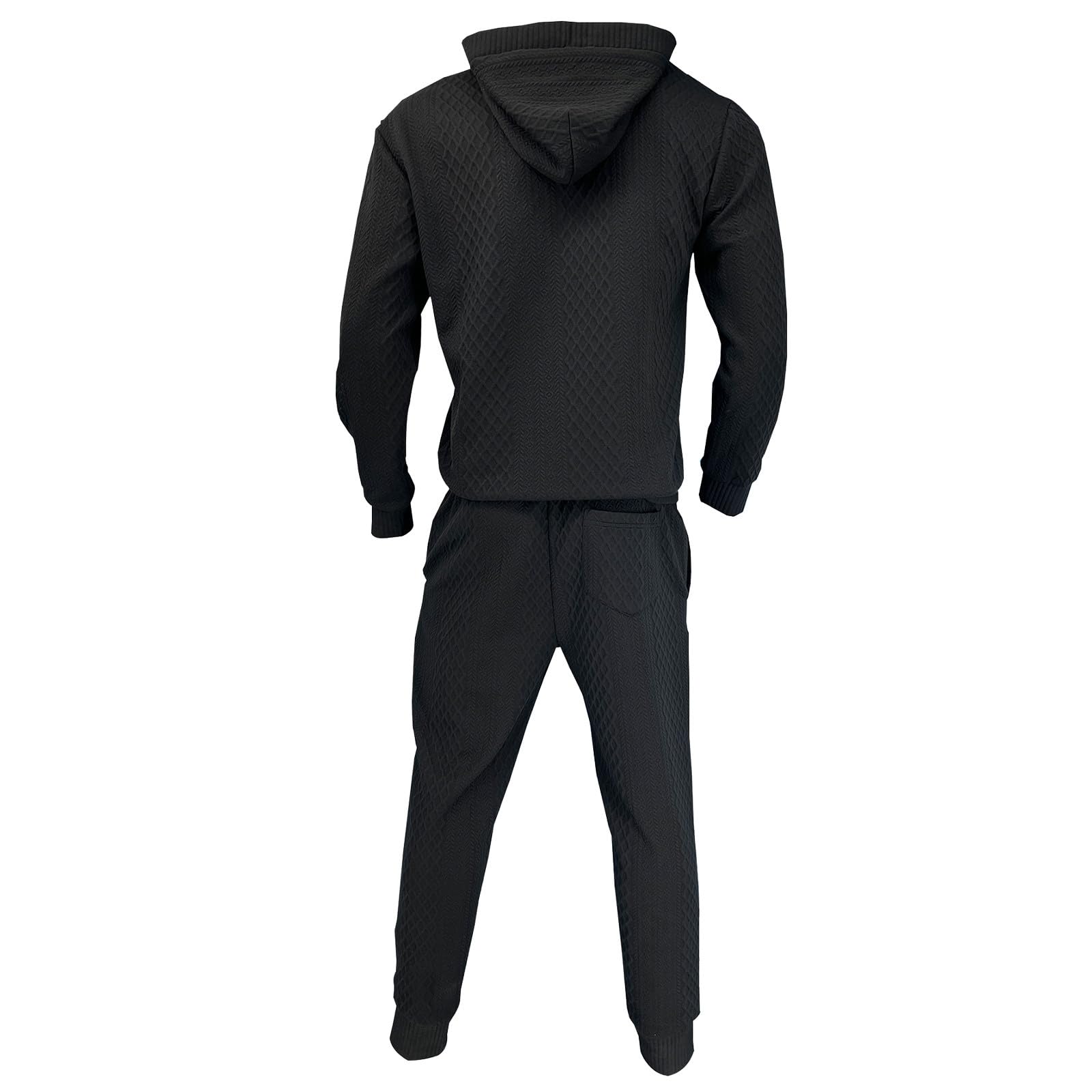 Chándal para hombre jacquard con capucha y pantalones de jogging, ropa deportiva, sudadera de 2 piezas con capucha para transpirable, traje deportivo Y2K Hip Hop Streetwear Casual