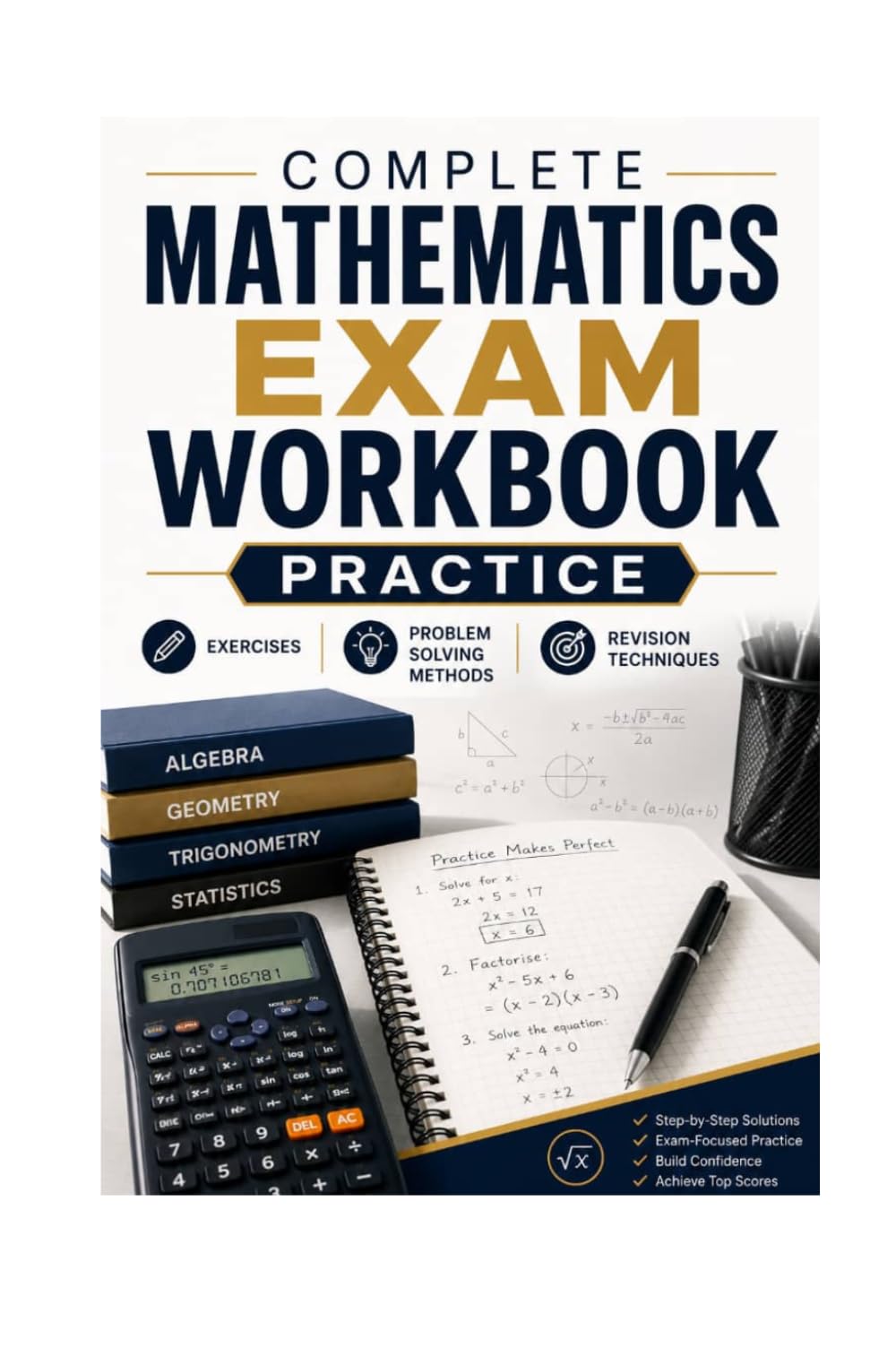 COMPLETE MATHEMATICS EXAM WORKBOOK PRACTICE: EXERCISES PROBLEM SOLVING METHODS AND REVISION TECHNIQUES