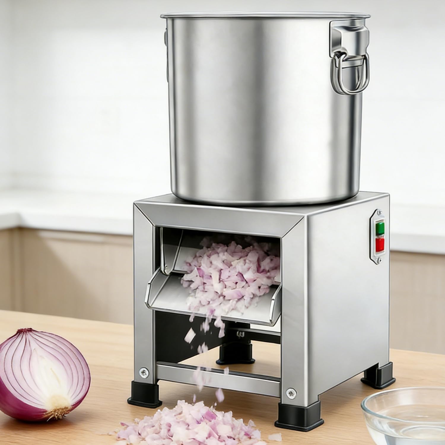 Azcabjie Multicolor 1800W Professional Veggie Shredder Grater,Poultry Feed Processing Chopper,Heavy Duty Stainless Steel Shredder Cutter With 4 Blades,For Vegetables Grains,Ginger,Garlic